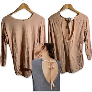 Babaton Aritzia Silk & Cashmere Small Tie Back Peach Shirt